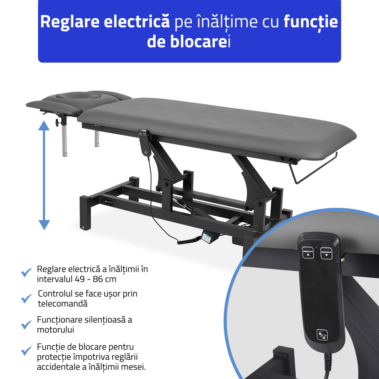 Masă de masaj electrică Fortis 4 Ergo | Pat de masaj electric | 4 segmente | Telecomandă Manuală | 3 ani garanție!