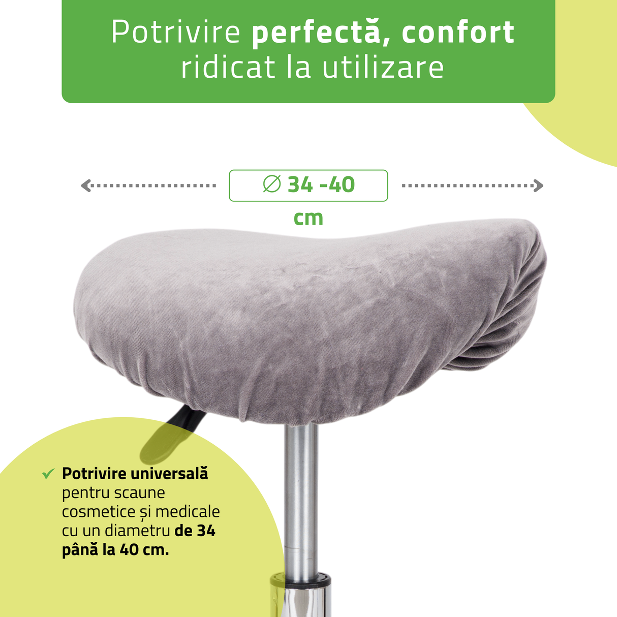 Husă din material Velur pentru Taburet | Scaun cu roți | Diametru 34-40 cm