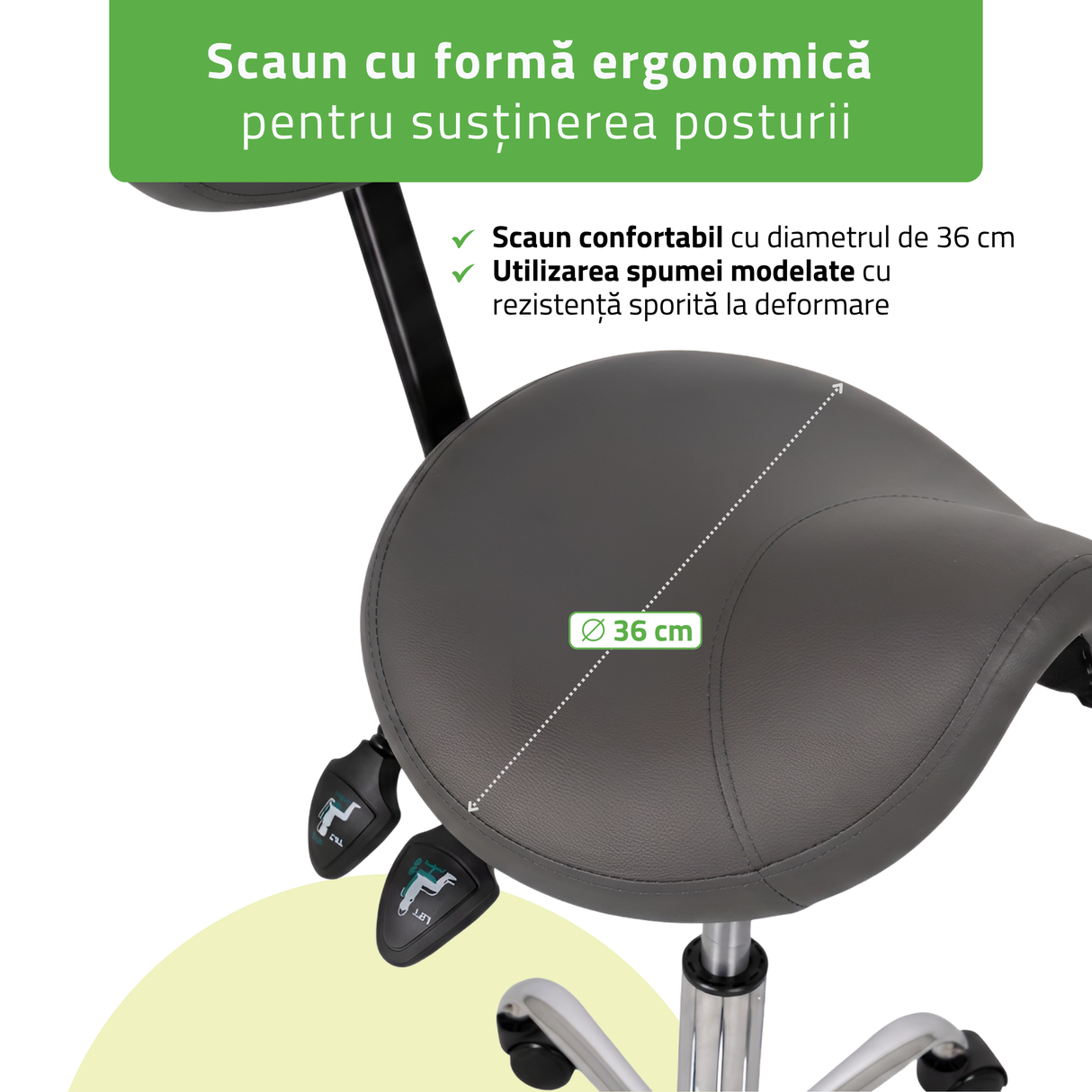 Scaun,Taburet rotativ cu spătar | Sola