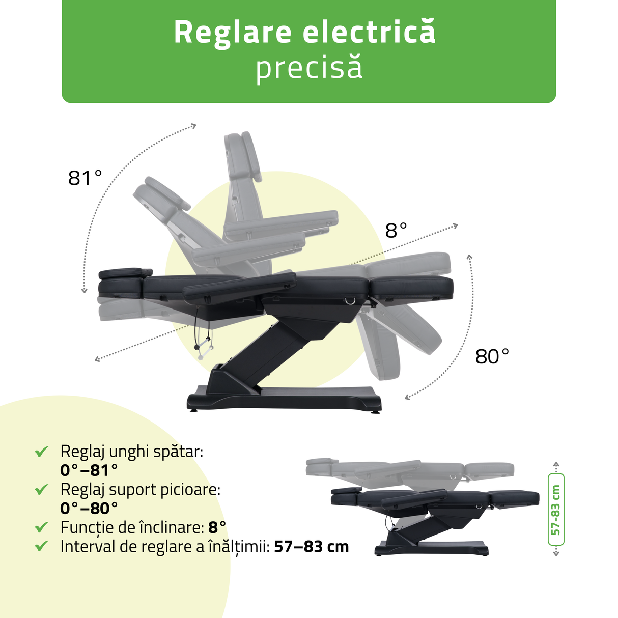 Fotoliu cosmetic, electric SELIA PRO 4 | Telecomandă manuală | 3 ani garanție!