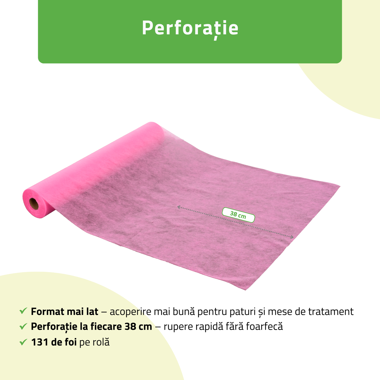 Rolă de protecție igenică de unică folosință din material nețesut | Roz