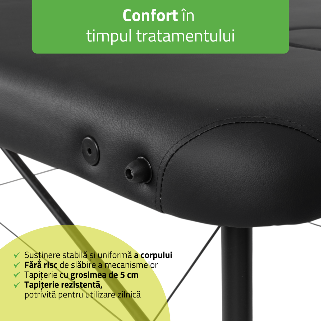 Masă de masaj pliabilă Rico | Pat cosmetică | Negru | 60 / 70 cm