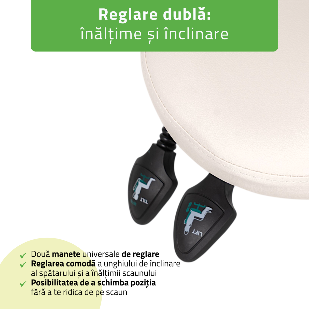 Scaun,Taburet rotativ cu spătar | Sola