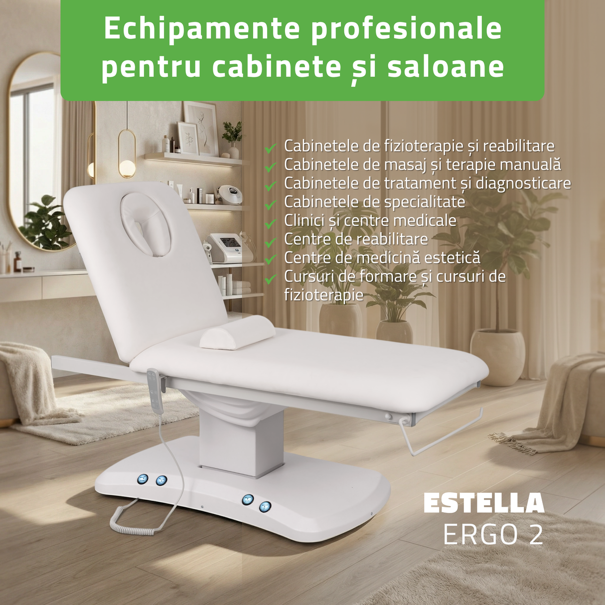Pat cosmetic electric încălzit | Estella ERGO 2 | Telecomandă Manuală | 3 ani garanție!