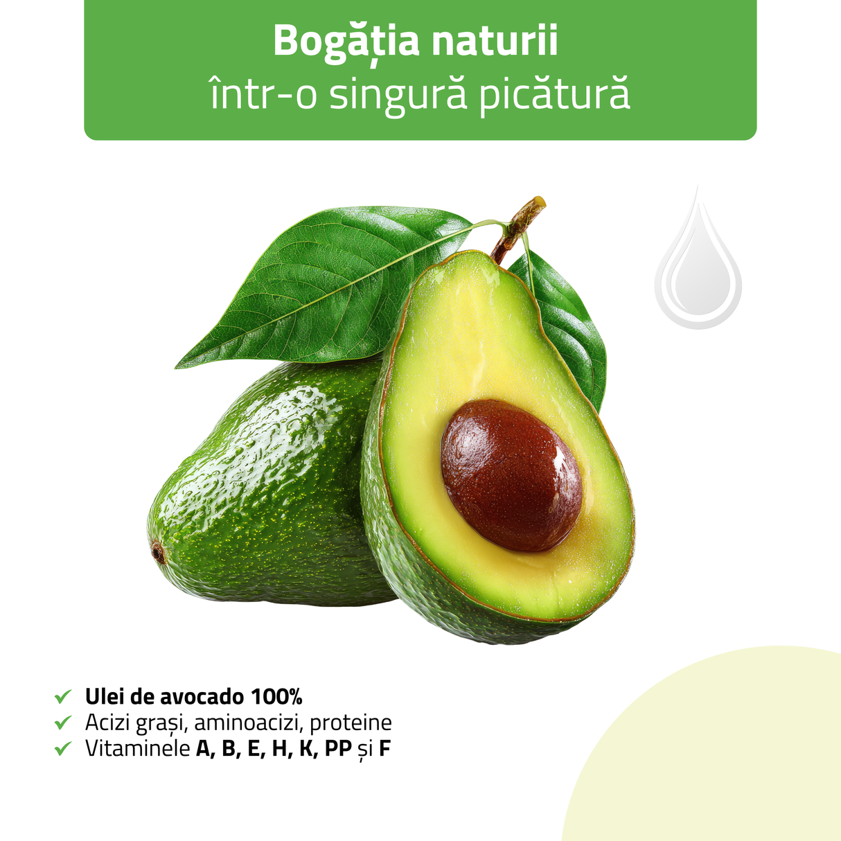Ulei de masaj Nature Avocado | 100 ml cu pipetă