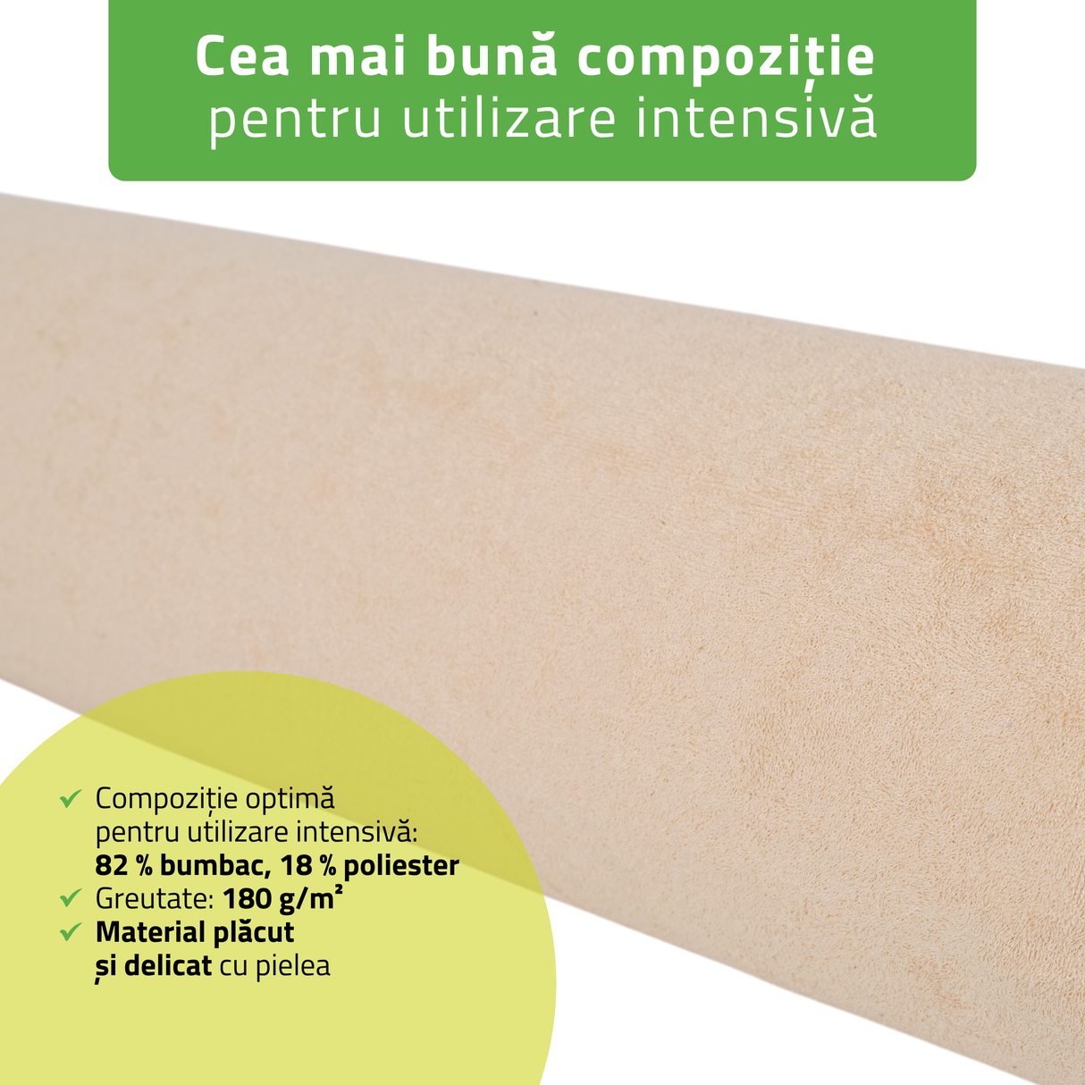 Husă din frotir textil cu elastic pentru cilindru, rolă de poziționare | 15x60 cm | Bej Negru Gri Verde