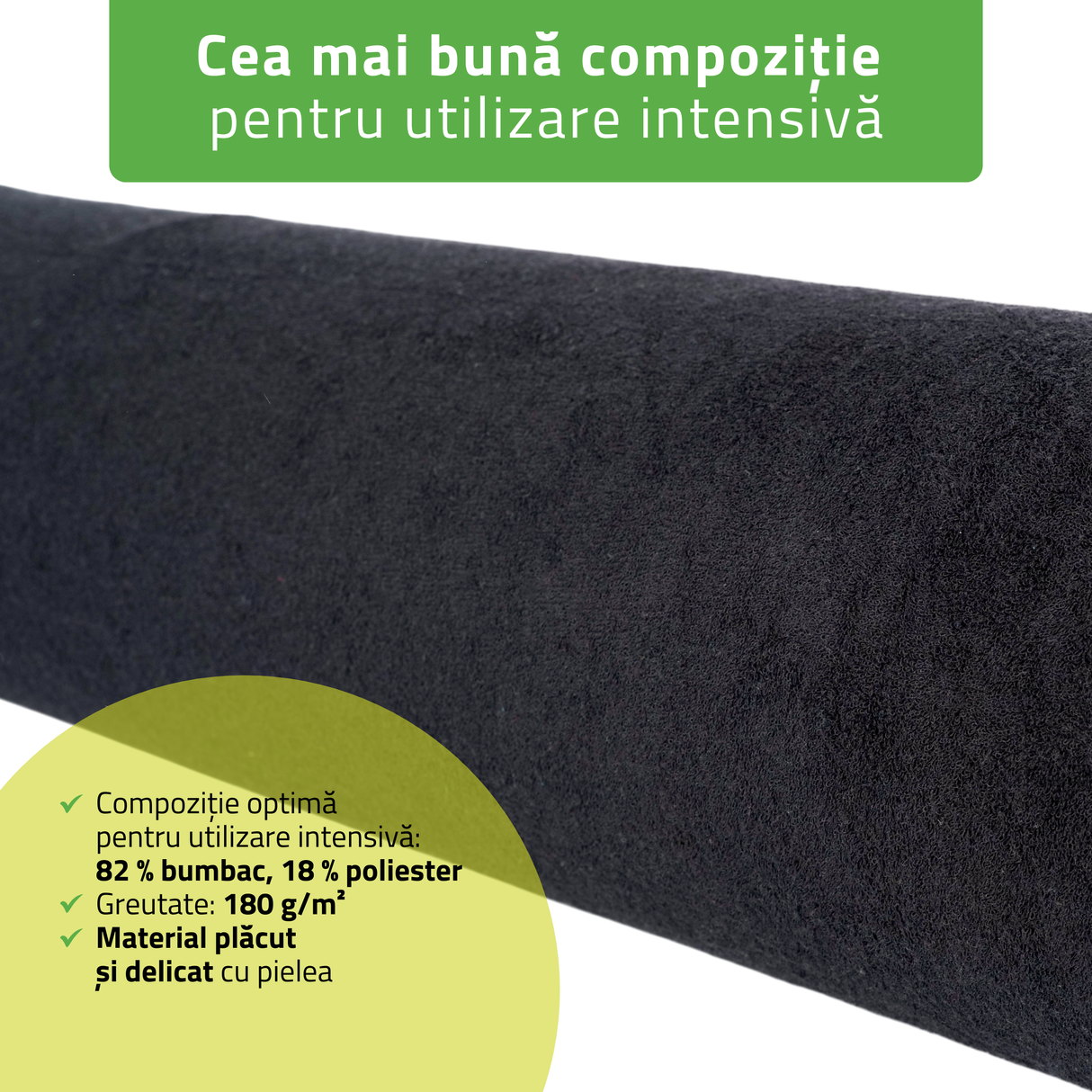 Husă din frotir textil cu elastic pentru cilindru, rolă de poziționare | 15x60 cm | Bej Negru Gri Verde
