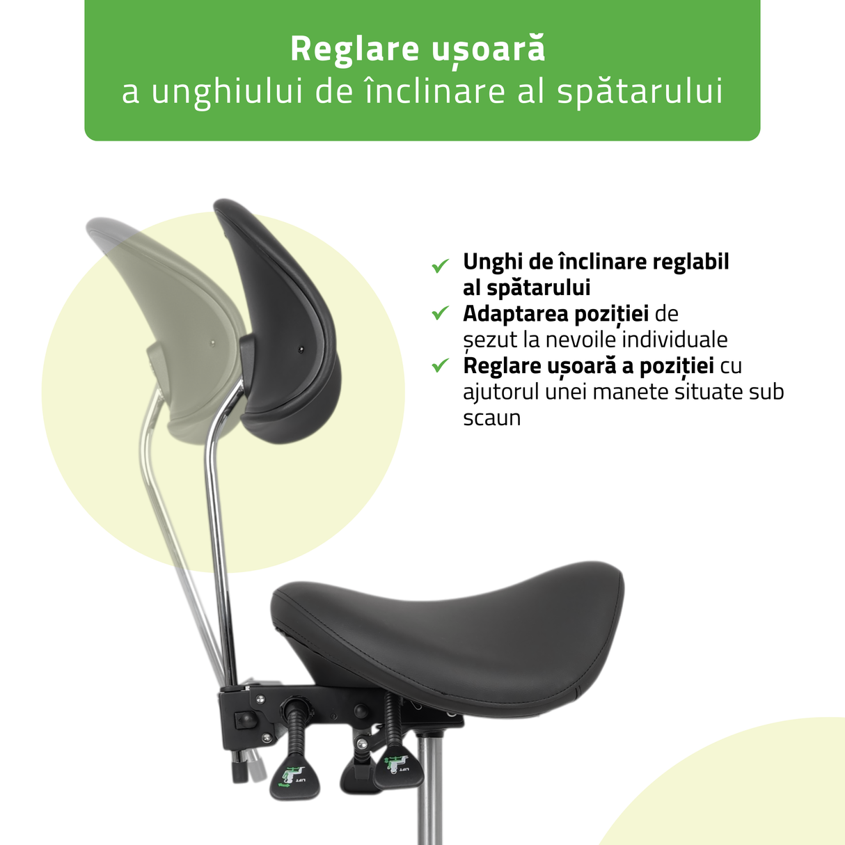 Scaun,Taburet rotativ cu spătar | Diana