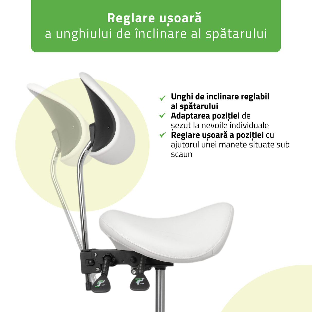 Scaun,Taburet rotativ cu spătar | Diana