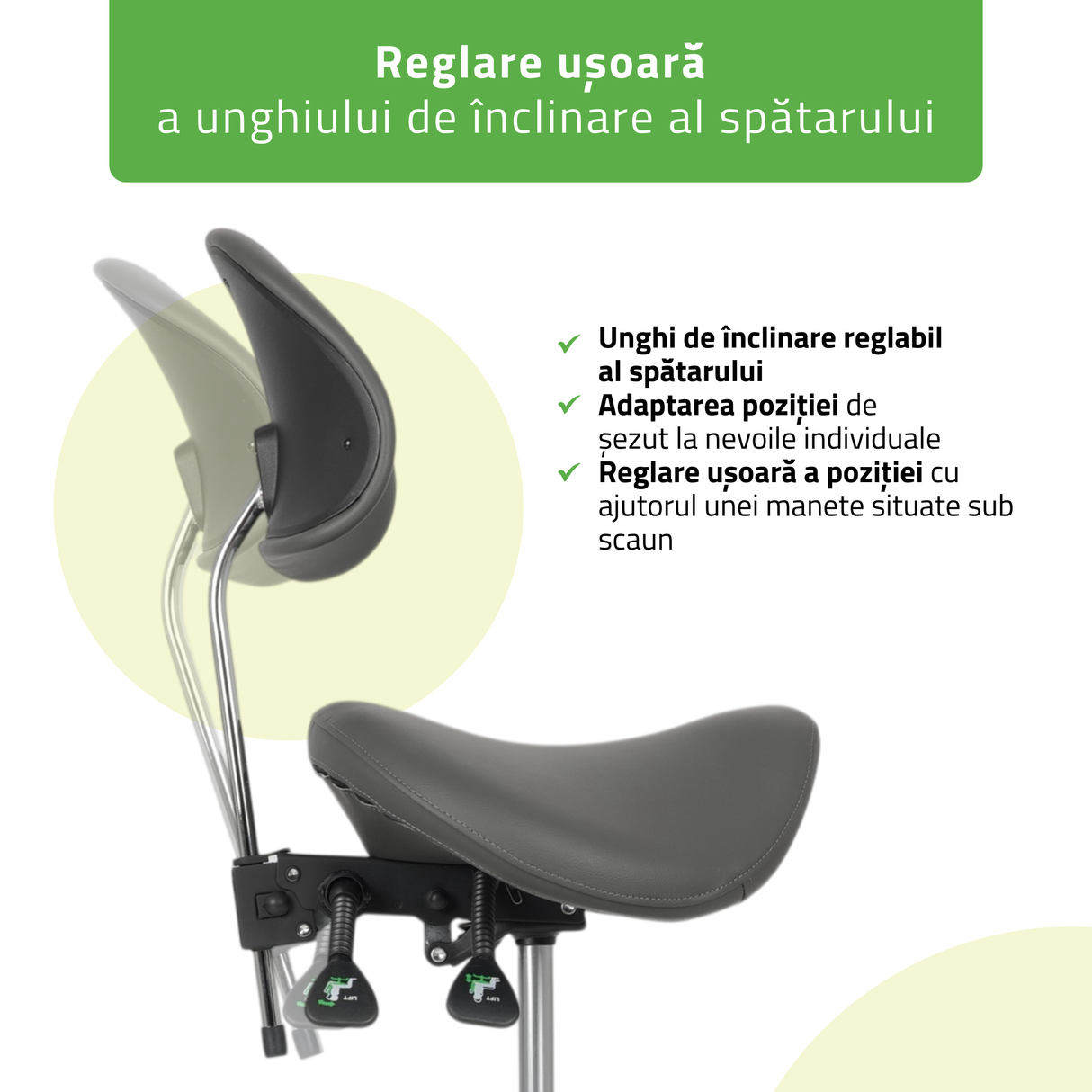 Scaun,Taburet rotativ cu spătar | Diana