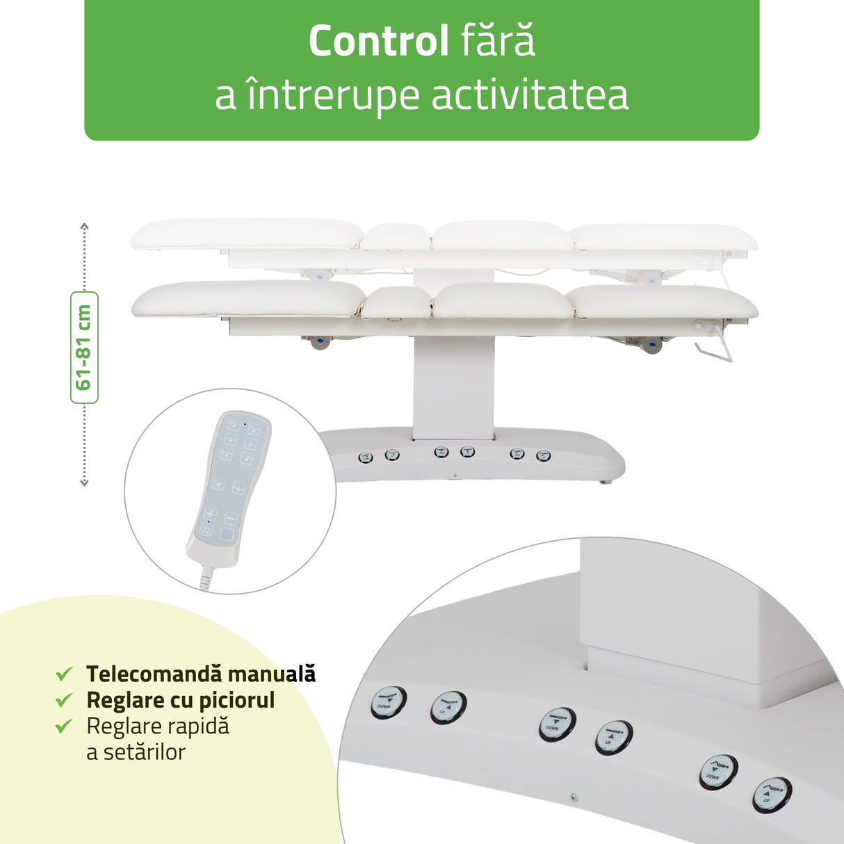 Pat cosmetic electric încălzit | Serenity ERGO 4 | Panou Control | Telecomandă Manuală | 3 motoare | 3 ani garanție!
