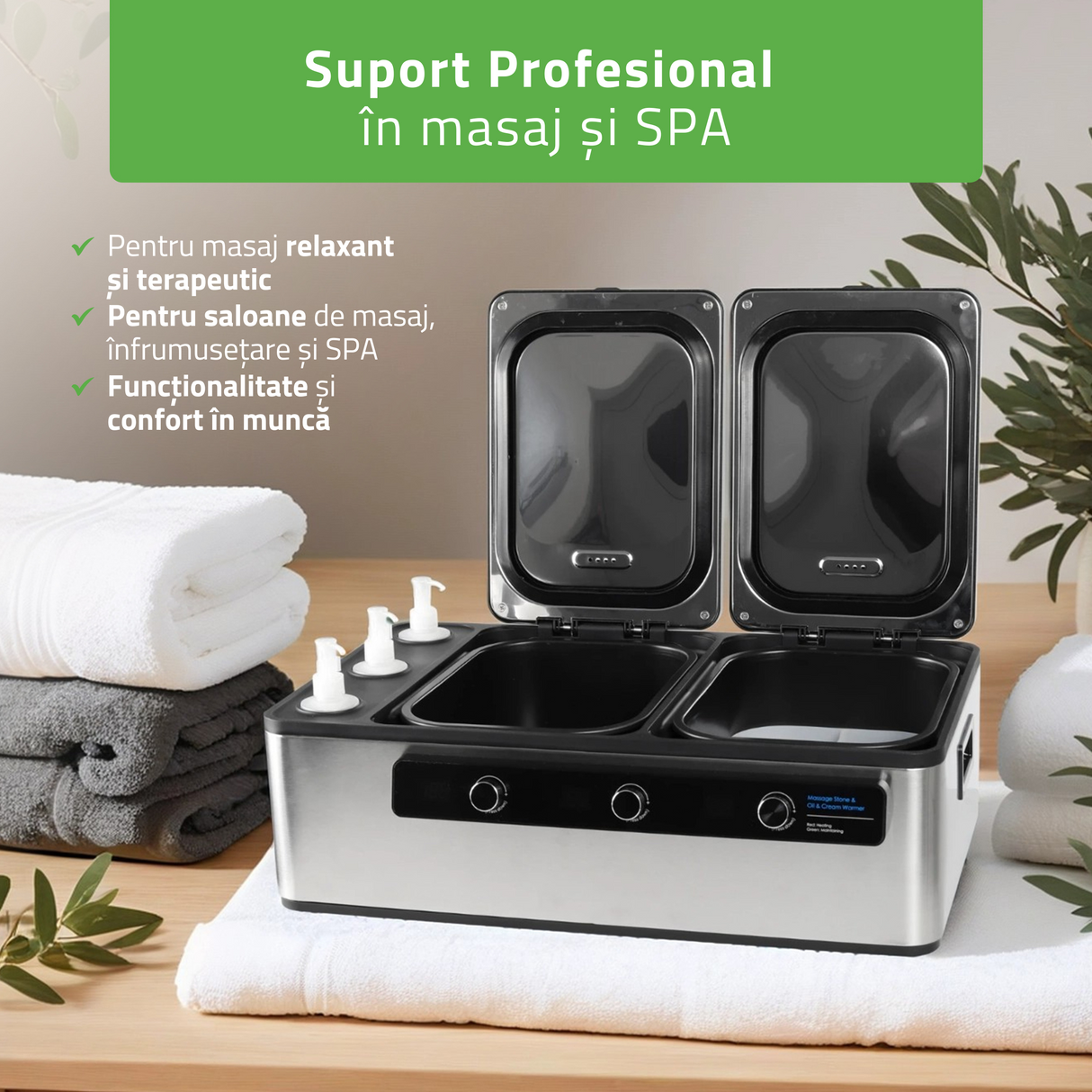 Încălzitor digital pentru pietre vulcanice și ulei de masaj | Multifuncțional