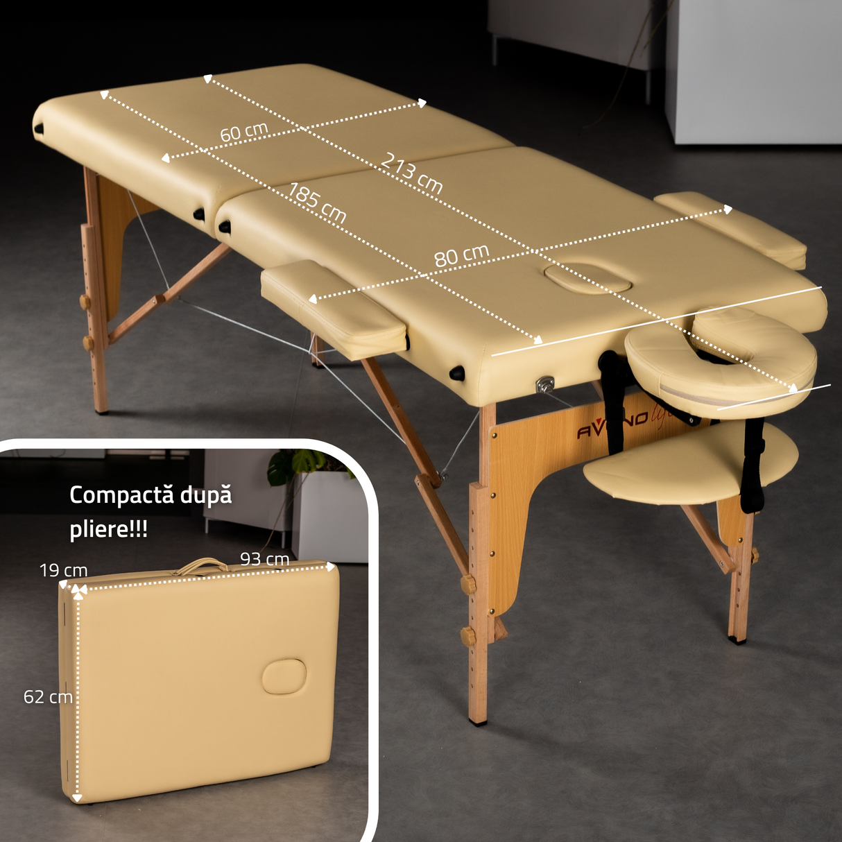 Masă de masaj pliabilă, portabilă, Sofia Light | 3 ani garanție!