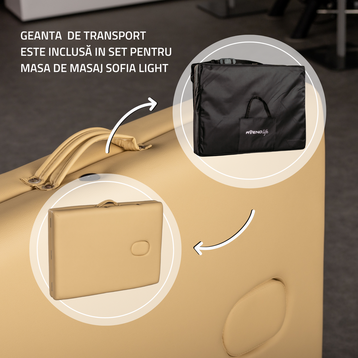 Masă de masaj pliabilă, portabilă, Sofia Light | 3 ani garanție!