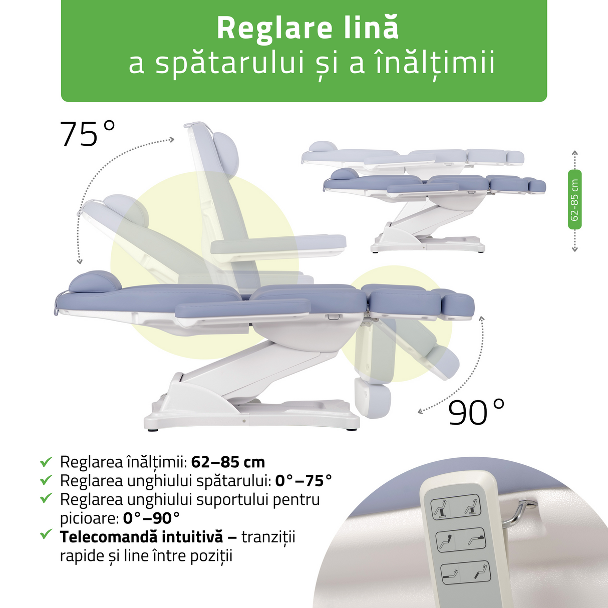 Fotoliu cosmetic, electric Elara PRO 4, violet | Telecomandă manuală | 3 ani garanție!