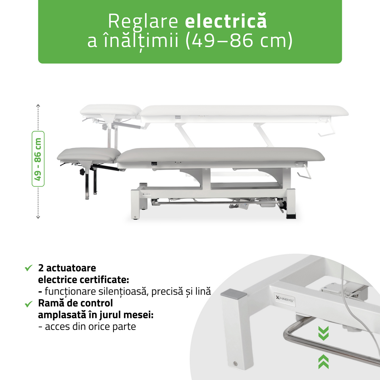 Masă de masaj electrică Fortis 4 Ergo | 2 segmente | Telecomandă manuală | Ramă de control | Garanție 3 ani