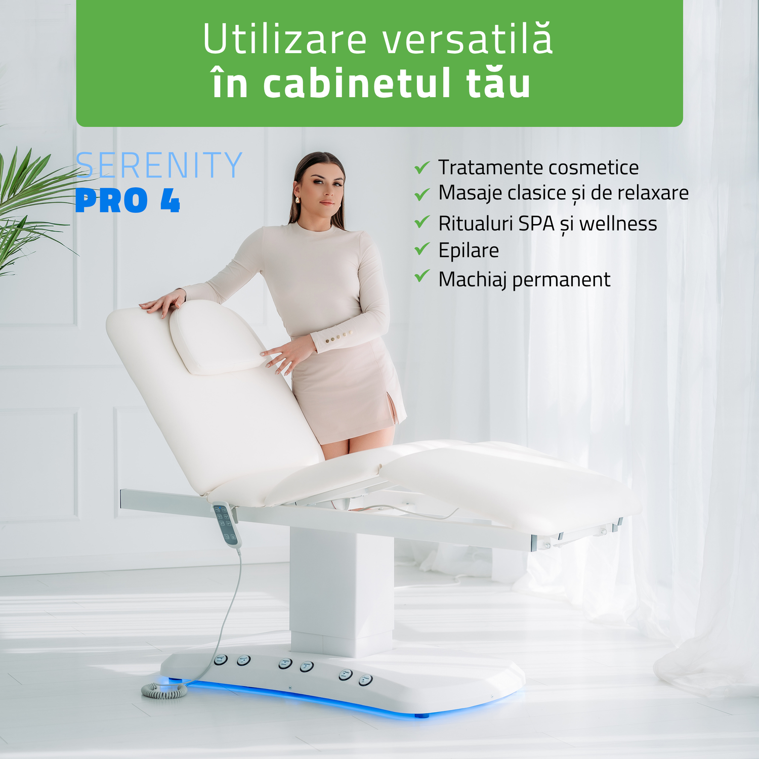 Pat cosmetic electric încălzit | Serenity PRO 4 | Panou Control  | Telecomandă Manuală