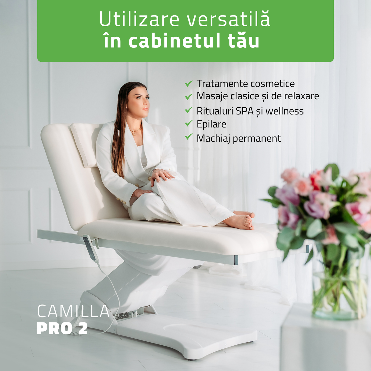 Pat cosmetic electric încălzit | Camilla PRO 2 | Telecomandă Manuală