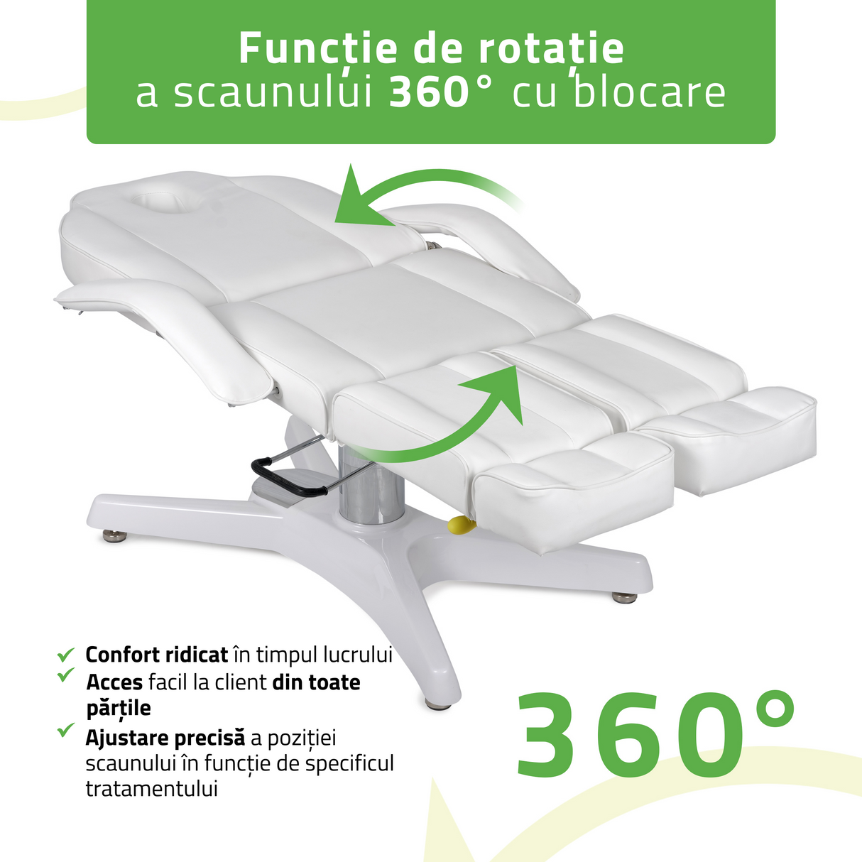 Fotoliu cosmetică | Max Bianco | Sistem de Reglare Hidraulică a înălțimii