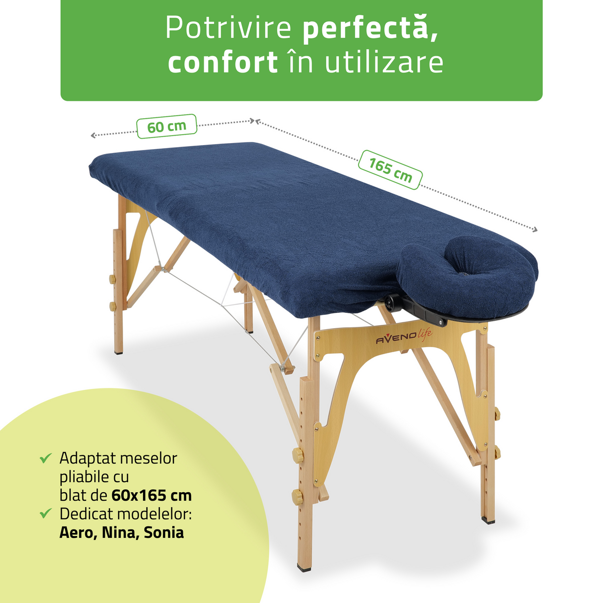 Set Huse din frotir textil pentru mesele de masaj portabile | Bej | Alb | Albastru Marin