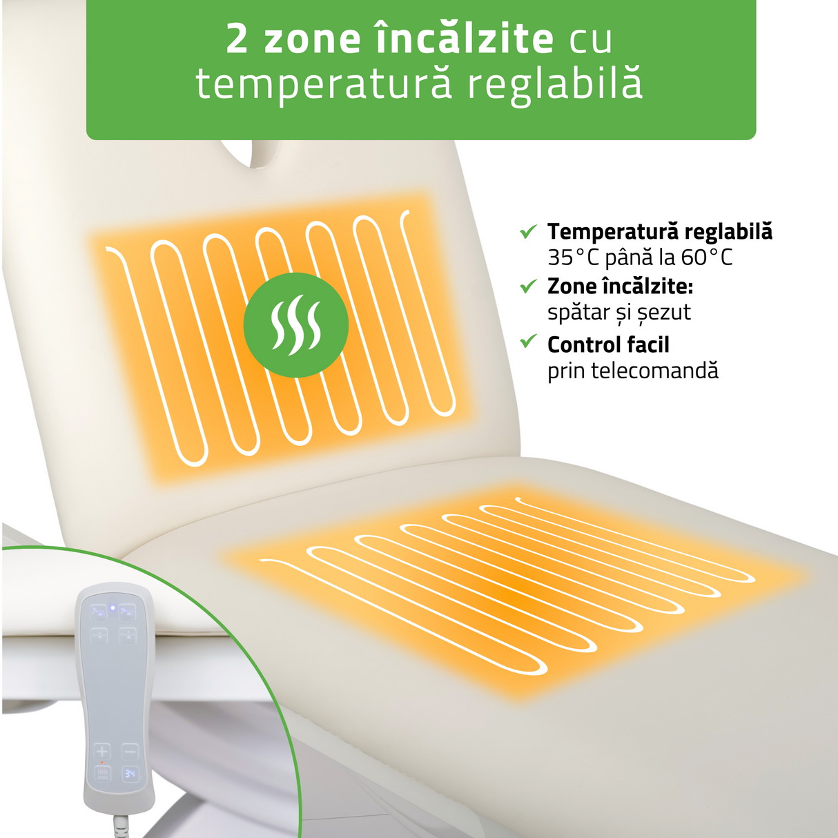 Pat cosmetic electric încălzit | Camilla PRO 2 | Telecomandă Manuală