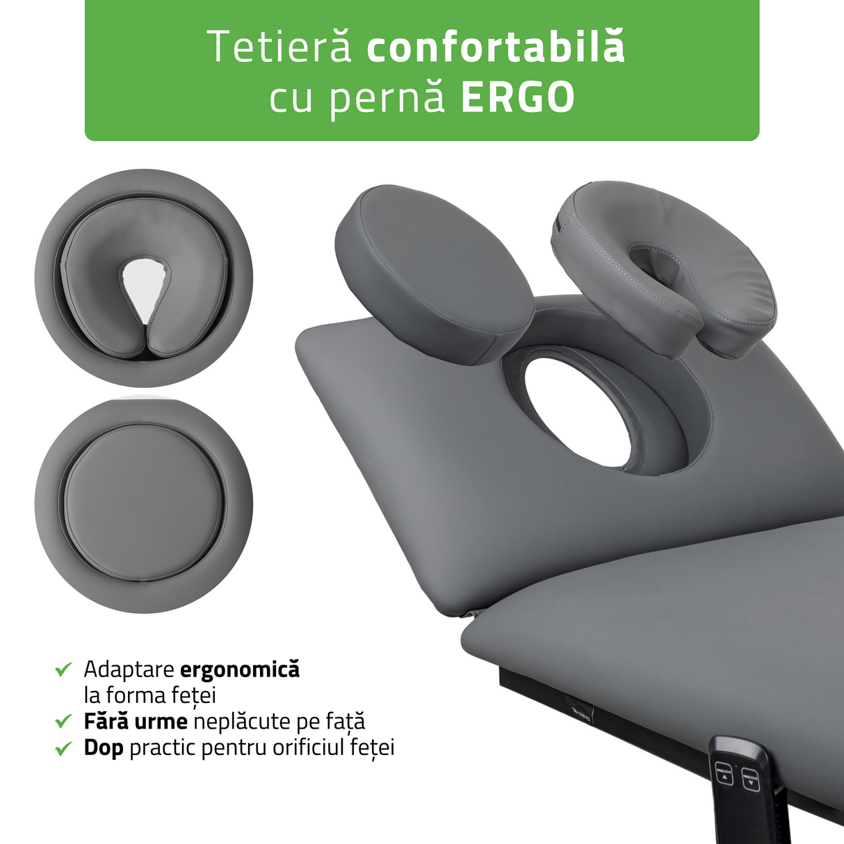 Masă de masaj electrică Fortis 4 Ergo | 2 segmente | Telecomandă manuală | Ramă de control | Garanție 3 ani