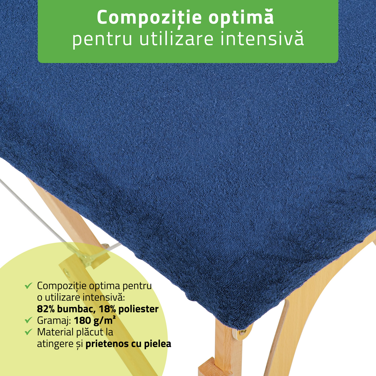 Set Huse din frotir textil pentru mesele de masaj portabile | Bej | Alb | Albastru Marin