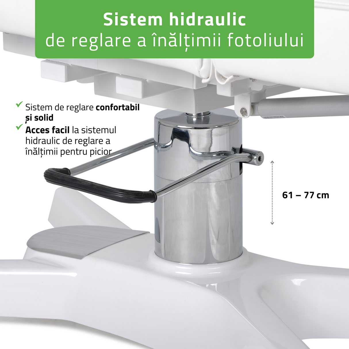 Fotoliu cosmetică | Max Bianco | Sistem de Reglare Hidraulică a înălțimii