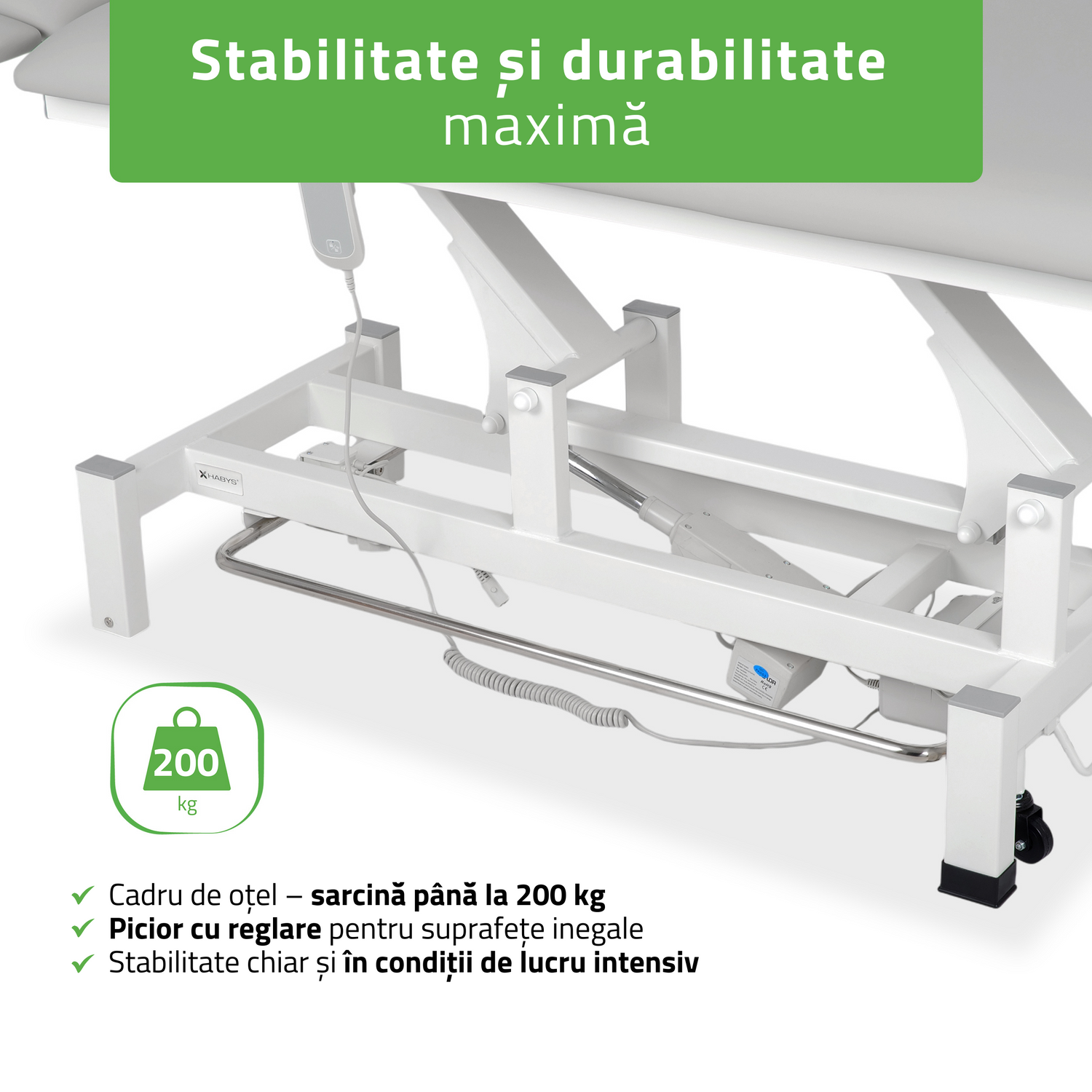 Masă de masaj electrică Fortis 4 Ergo | 2 segmente | Telecomandă manuală | Ramă de control | Garanție 3 ani
