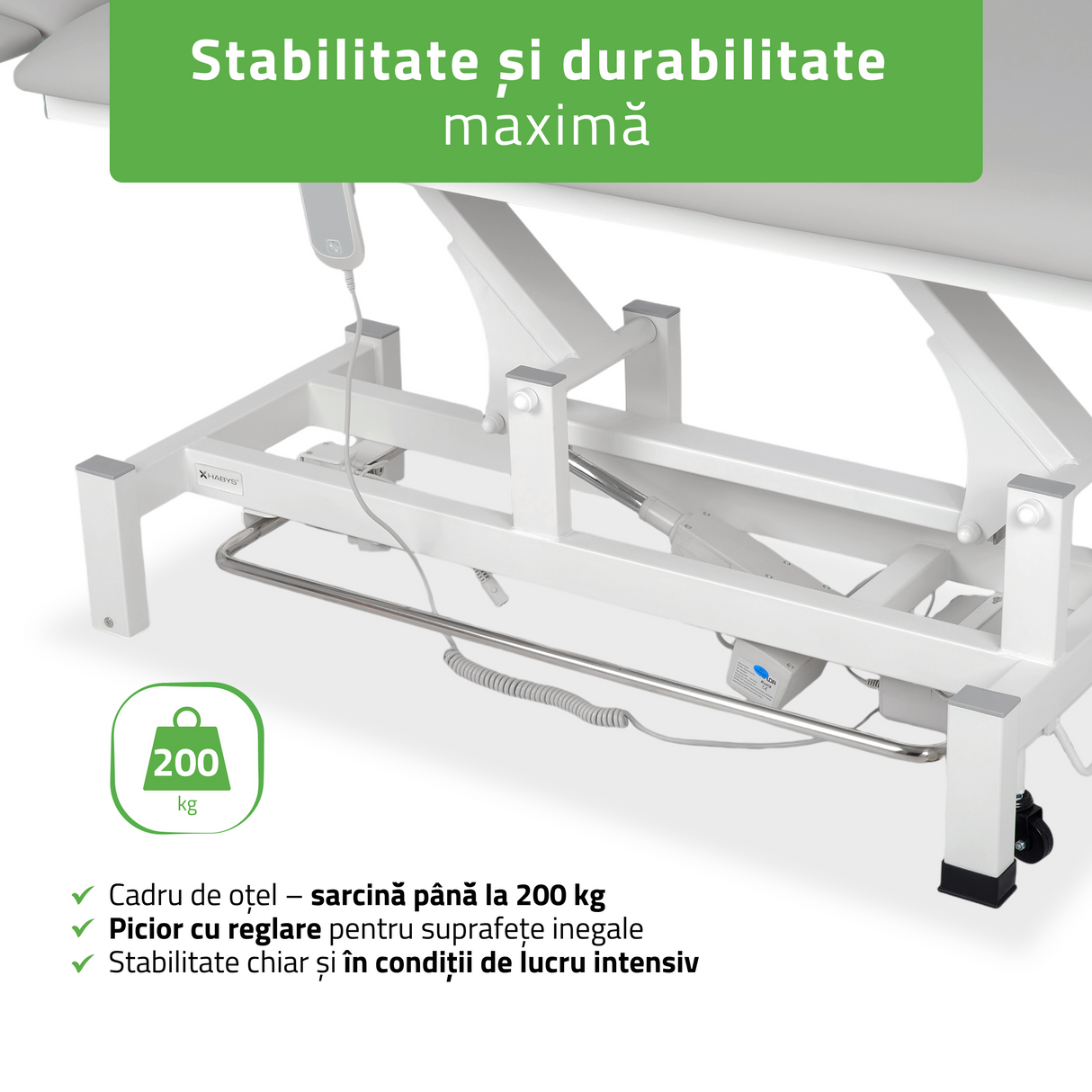 Masă de masaj electrică Fortis 4 Ergo | 2 segmente | Telecomandă manuală | Ramă de control | Garanție 3 ani