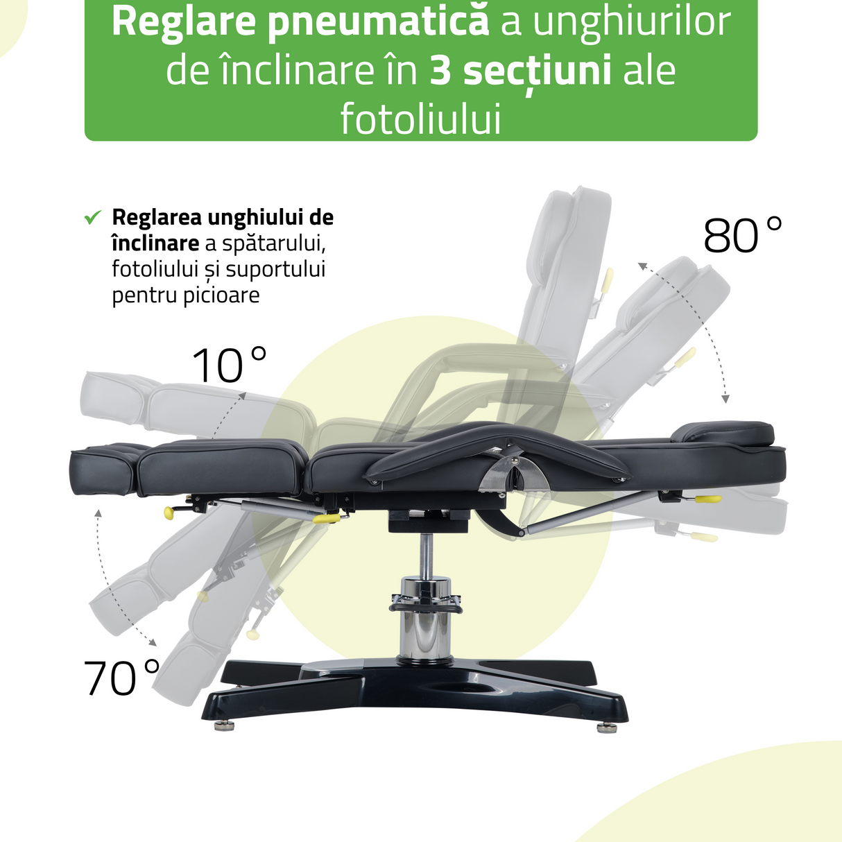 Fotoliu cosmetică | Max Nero | Sistem de Reglare Hidraulică a înălțimii