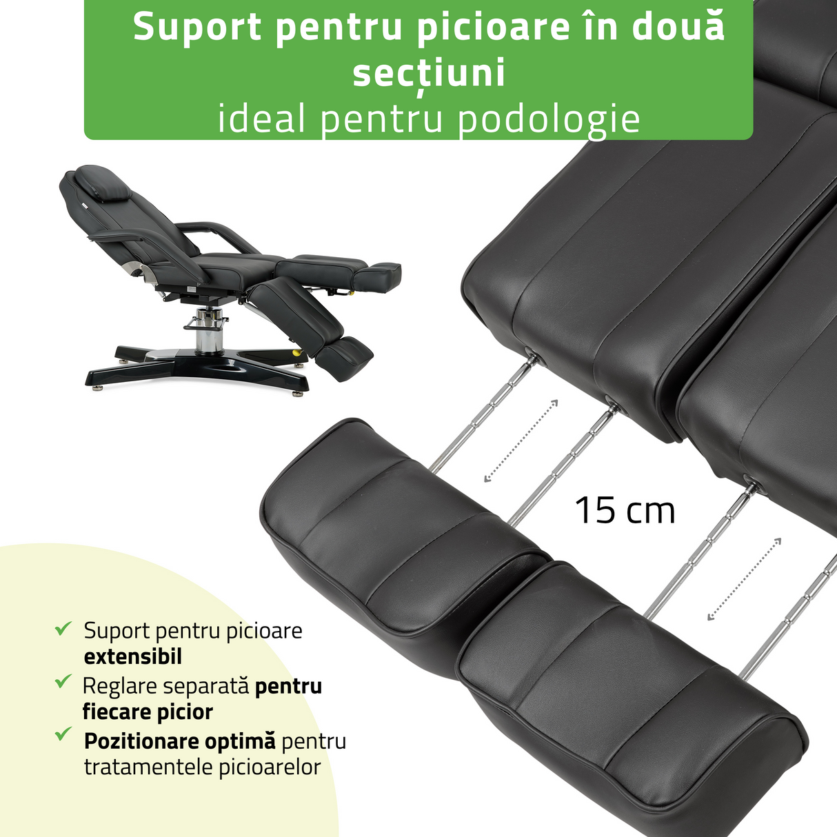 Fotoliu cosmetică | Max Nero | Sistem de Reglare Hidraulică a înălțimii