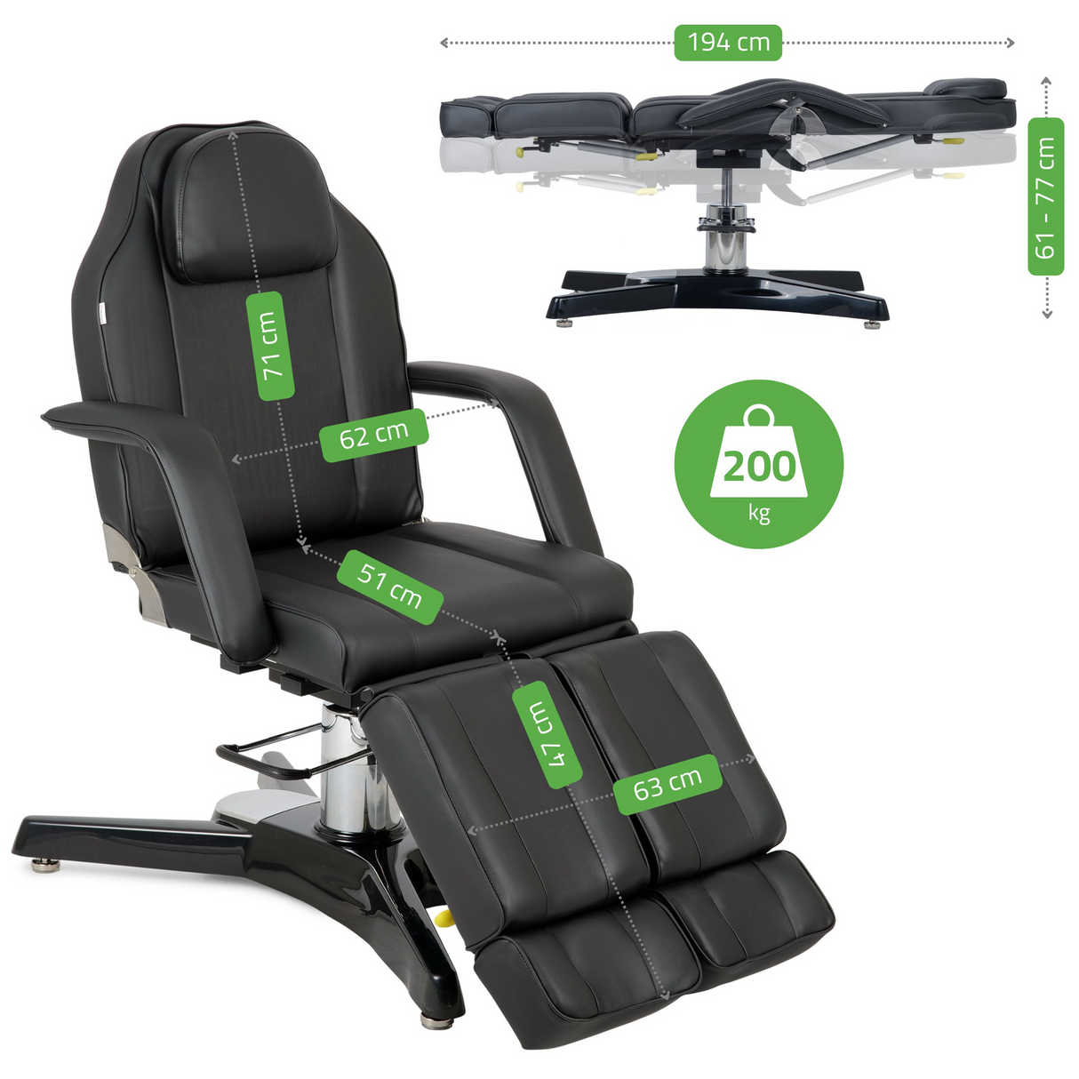 Fotoliu cosmetică | Max Nero | Sistem de Reglare Hidraulică a înălțimii