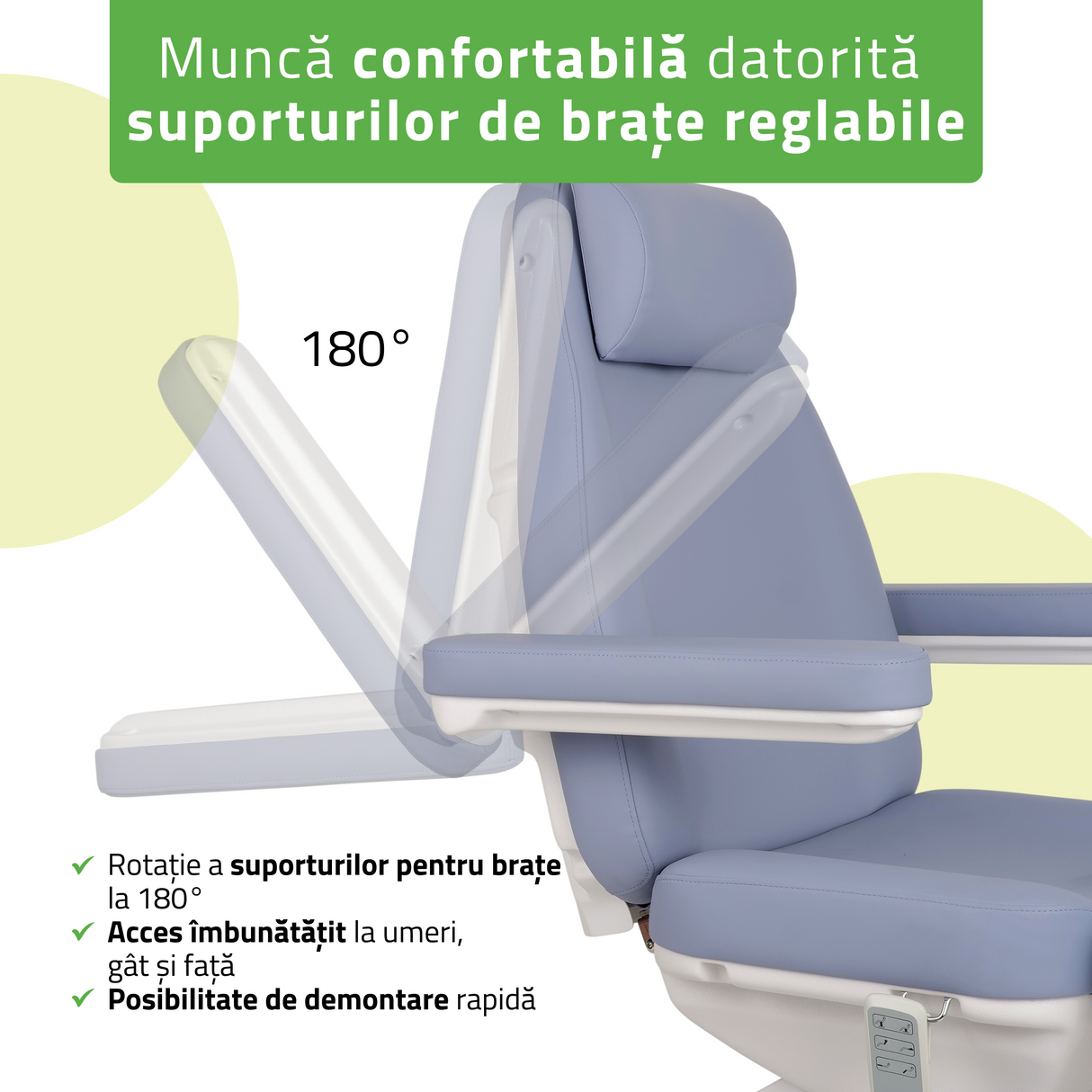 Fotoliu cosmetic, electric Elara PRO 4, violet | Telecomandă manuală | 3 ani garanție!