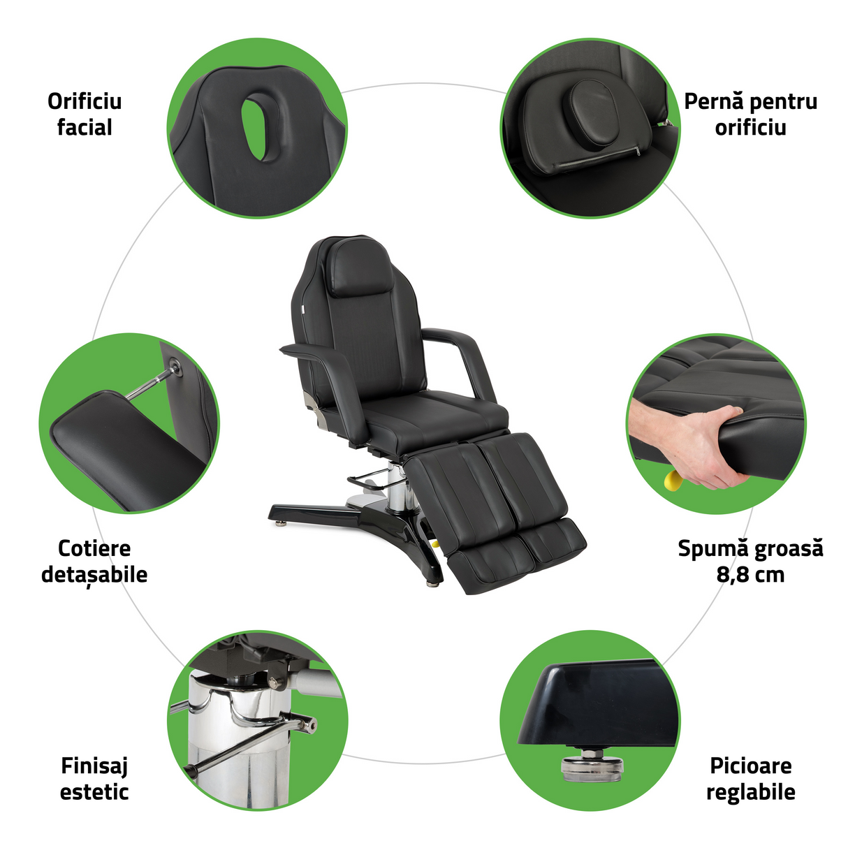 Fotoliu cosmetică | Max Nero | Sistem de Reglare Hidraulică a înălțimii