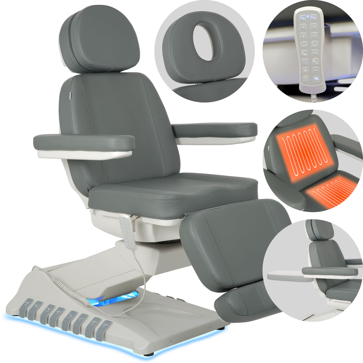 Pat cosmetic electric | Luxoria PRO 5 | Scaun cosmetic cu reglare electrică | Panou Control | Telecomandă Manuală