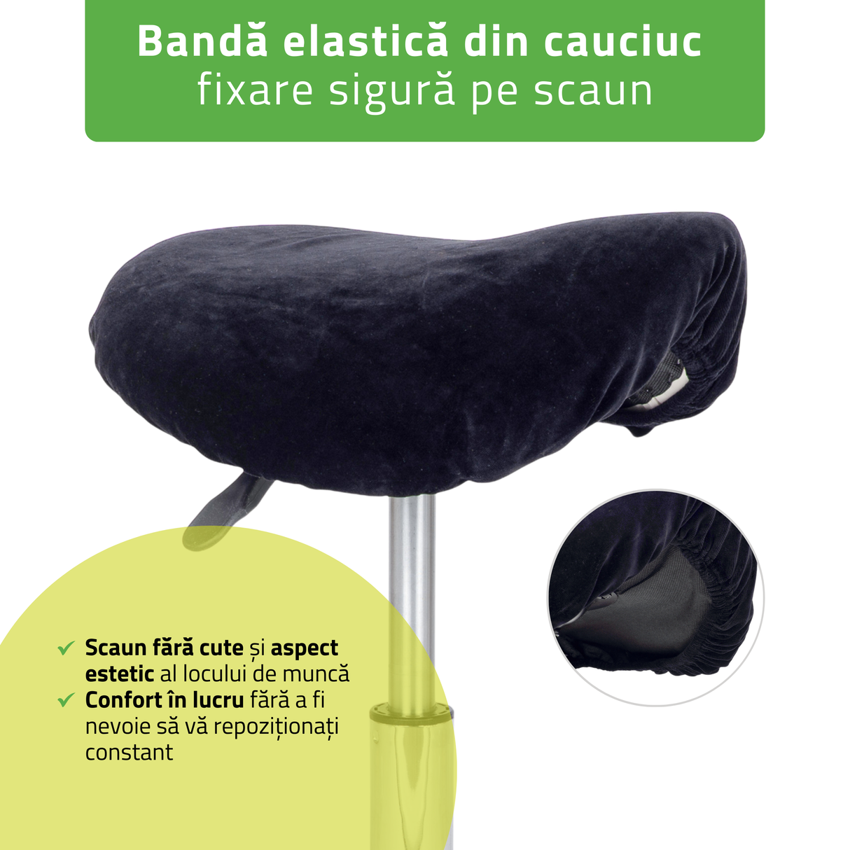 Husă din material Velur pentru Taburet | Scaun cu roți | Diametru 34-40 cm