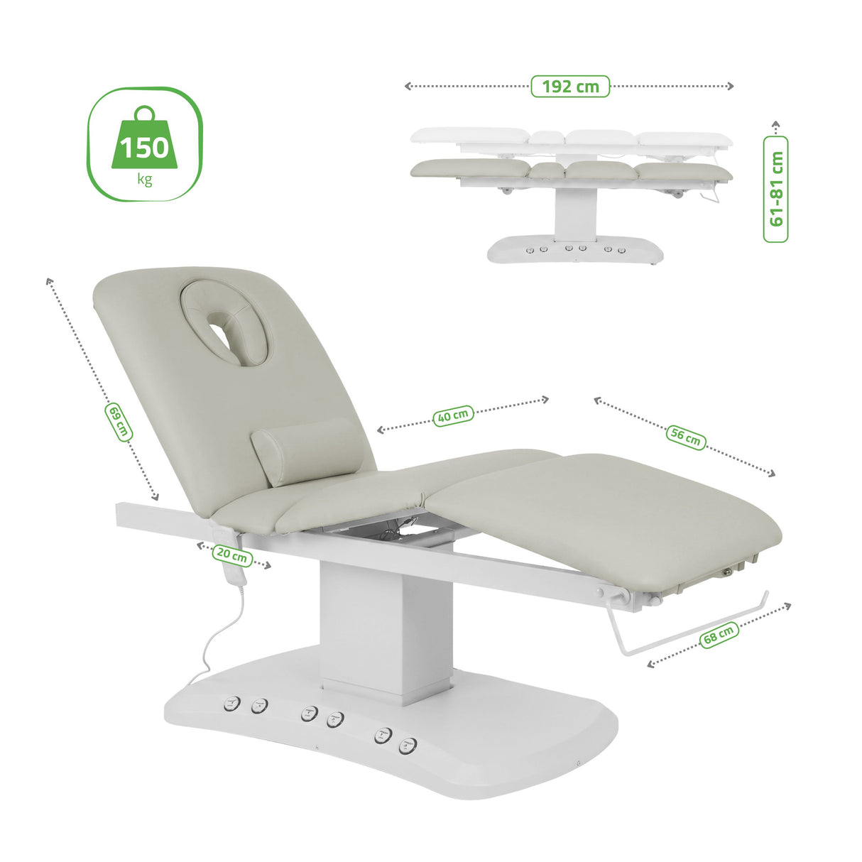 Pat cosmetic electric încălzit | Serenity ERGO 4 | Panou Control | Telecomandă Manuală | 3 motoare | 3 ani garanție!