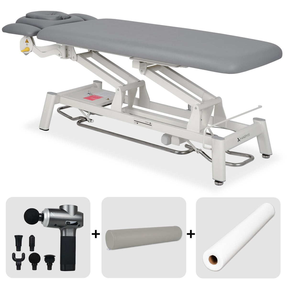 Set Masă de masaj electrică Proxima V4 ERGO | Pat terapie + pistol de masaj Pro Therapy Max + rolă cilindrică plină 15 × 60 cm + cearșaf din material nețesut, la rolă