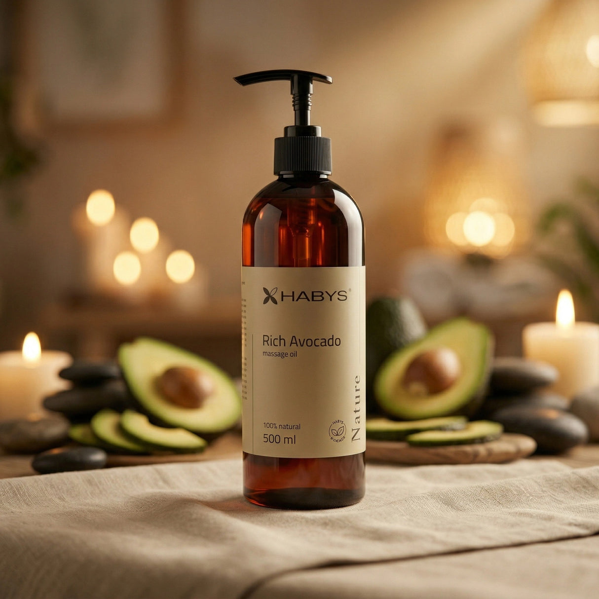 Ulei de masaj Nature Rich Avocado | 500 ml cu pompiță
