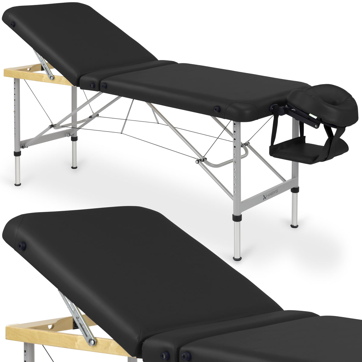 Masă de masaj pliabilă Aero Plus | 60 cm | Negru