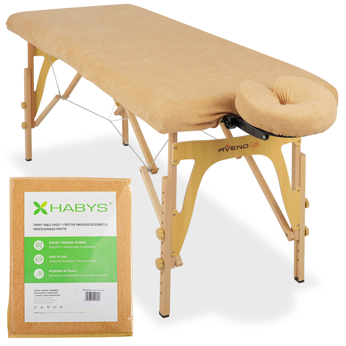 Set Huse din frotir textil pentru mesele de masaj portabile | Bej | Alb | Albastru Marin