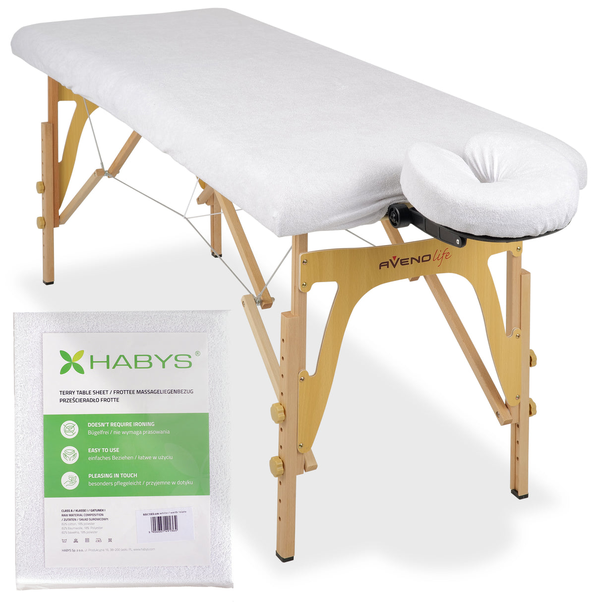 Set Huse din frotir textil pentru mesele de masaj portabile | Bej | Alb | Albastru Marin