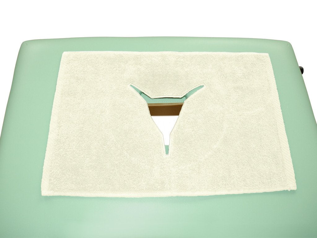 Husă din frotir textil pentru decupajul facial al mesei de masaj