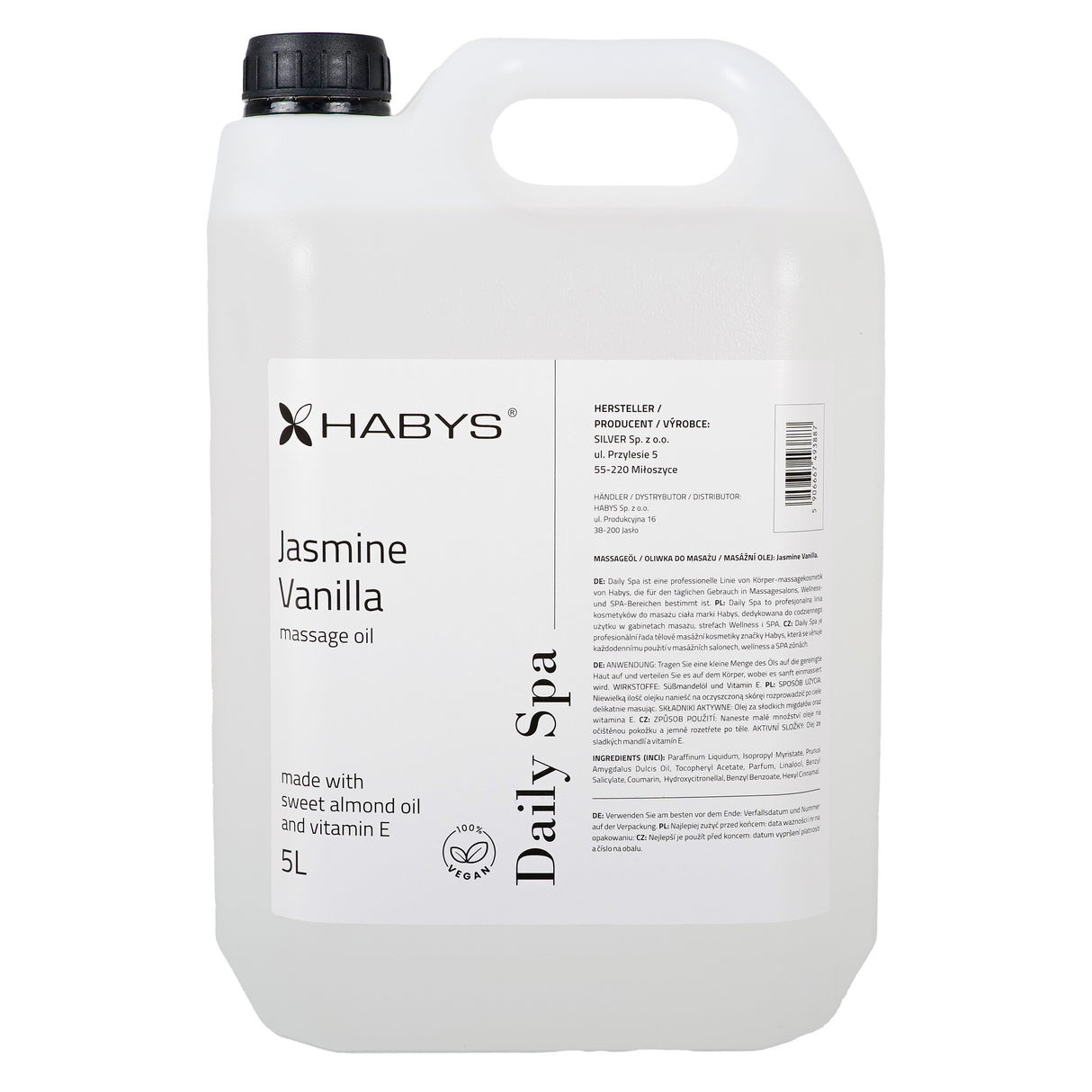 Ulei de masaj Habys | Daily Spa Iasomie & Vanilie | 500 ml, 1l, 5l