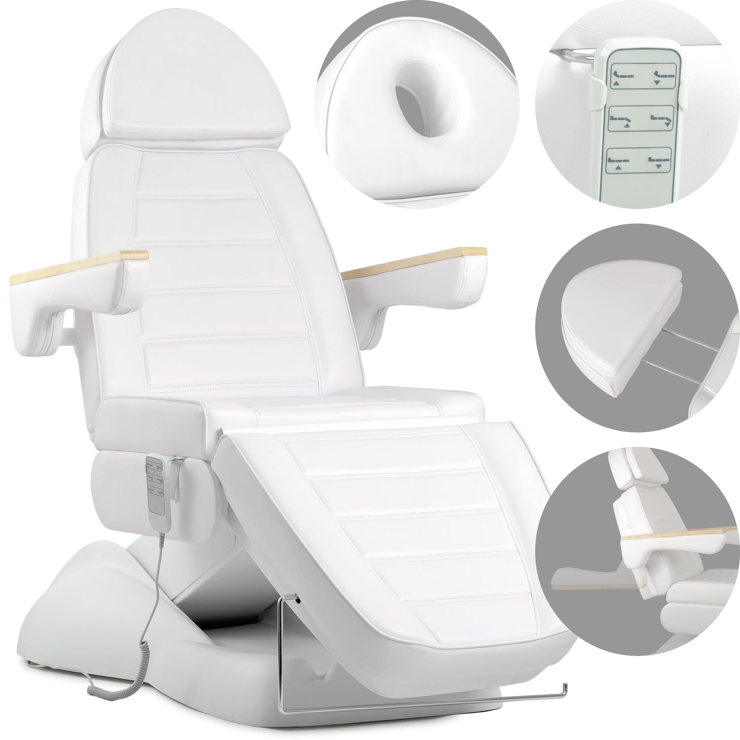 Fotoliu cosmetic electric | LEO PRO 4| Scaun cosmetic cu reglare electrică | Telecomandă Manuală