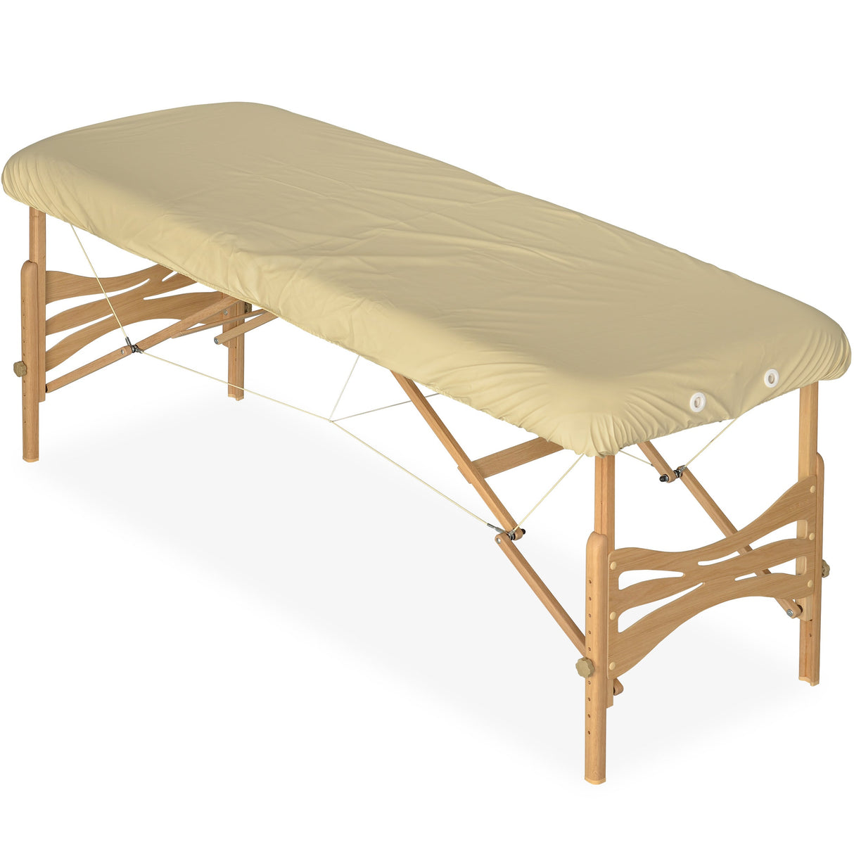 Husă PU rezistentă la uleiuri | cu elastic și trei benzi de prindere | pentru mese de masaj | Bej