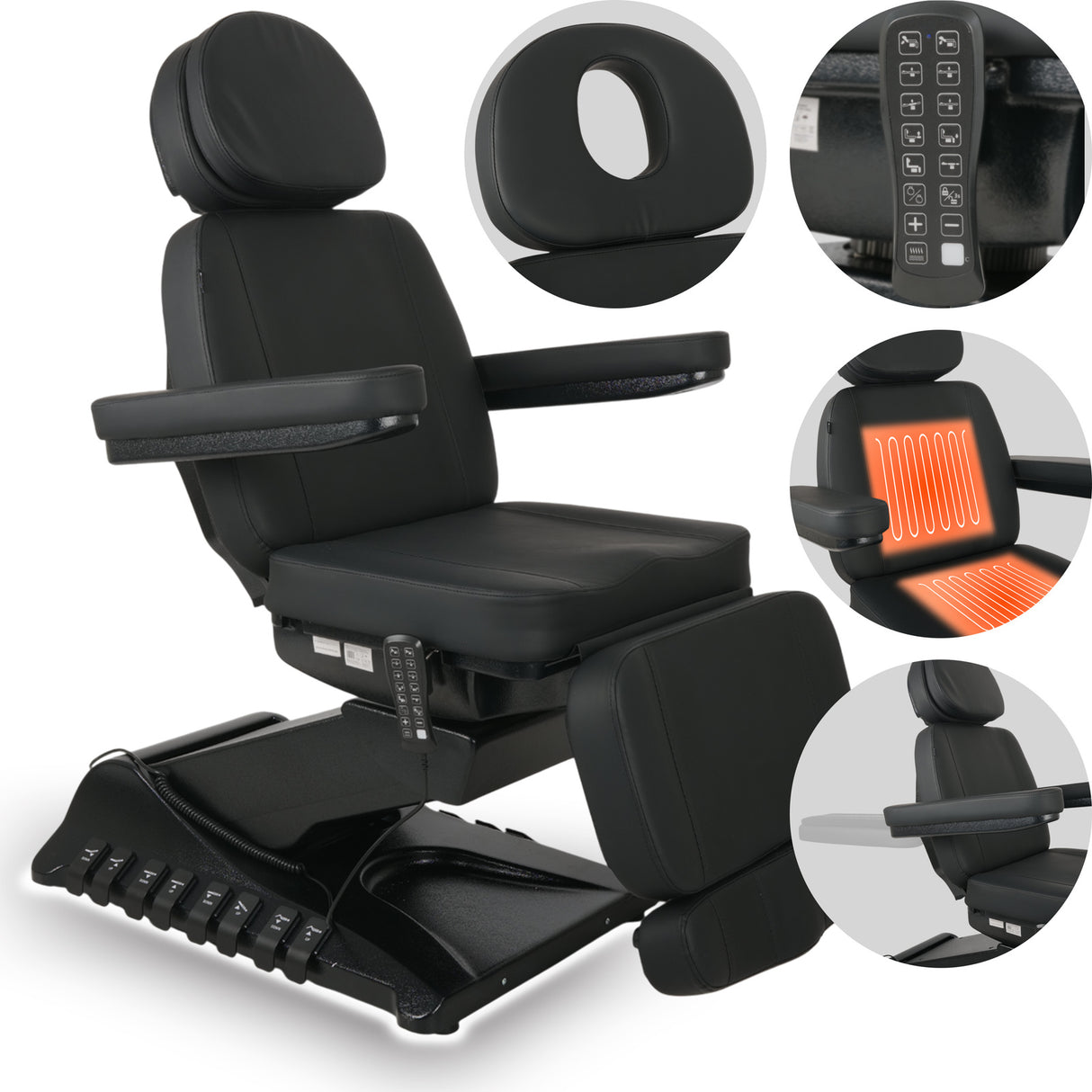 Pat cosmetic electric | Luxoria PRO 5 | Scaun cosmetic cu reglare electrică | Panou Control | Telecomandă Manuală | 3 ani garanție!