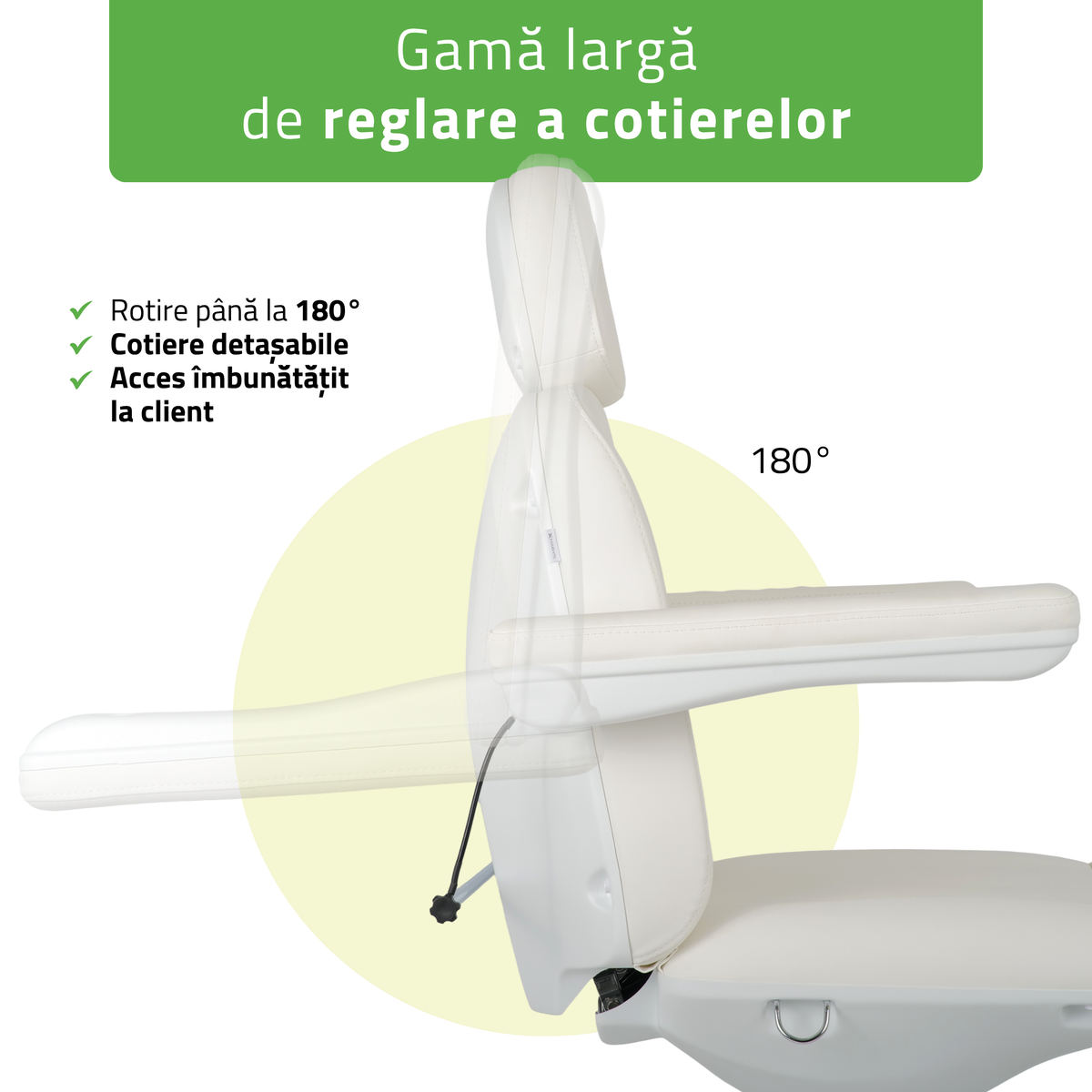 Pat cosmetic electric | Ravia PRO 3 | Fotoliu cosmetic cu reglare electrică | Telecomandă de manuală | 4 motoare electrice