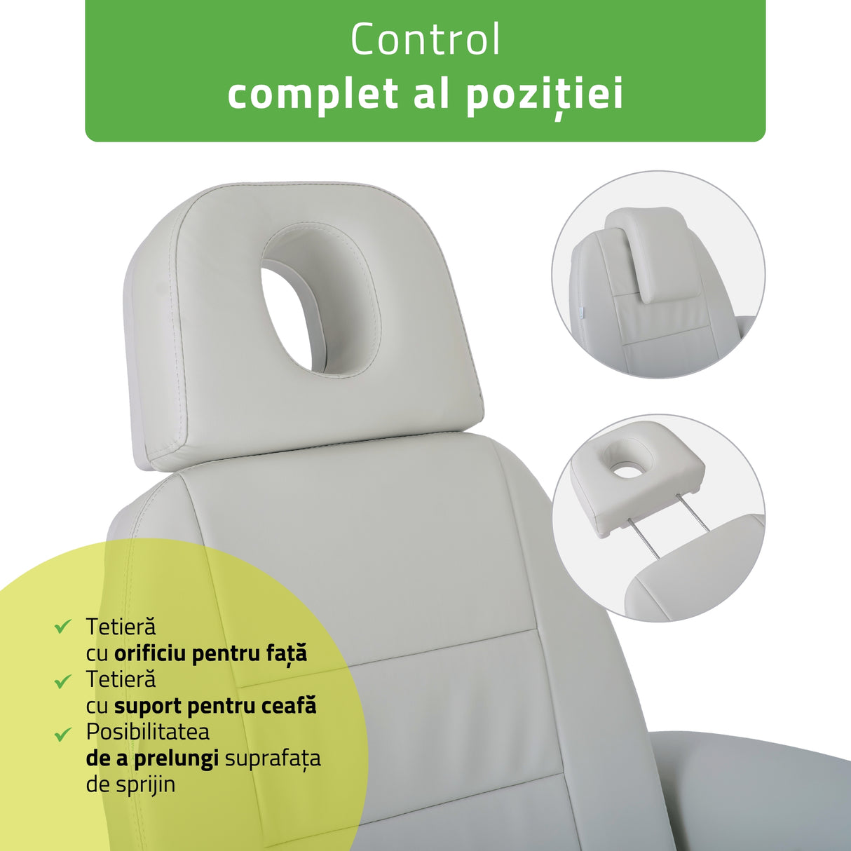 Fotoliu cosmetic electric | Velora PRO 4 | Scaun cosmetic cu reglare electrică | Telecomandă manuală | 4 motoare | 3 ani garanție
